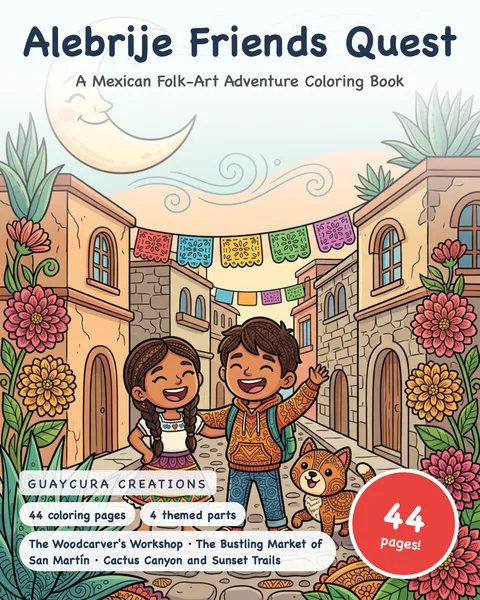 Alebrije Friends Quest printable coloring book
