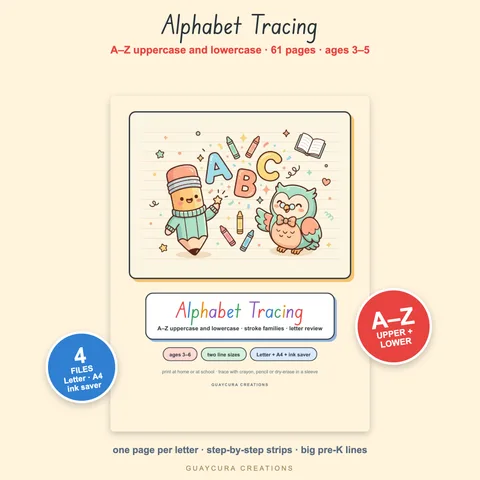 Alphabet Tracing A–Z printable learning pack