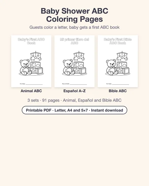 Baby's First ABC Book printable coloring book