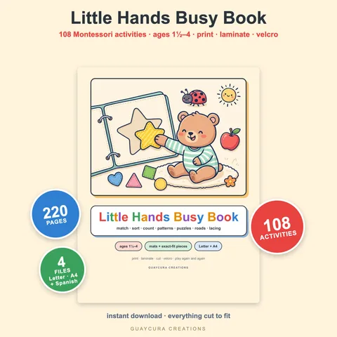 Little Hands Busy Book printable learning pack