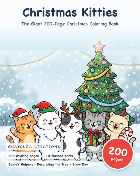Christmas Kitties printable coloring book