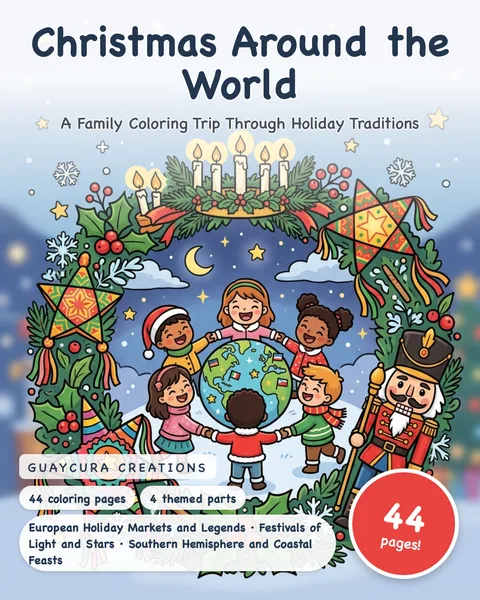 Christmas Around the World printable coloring book
