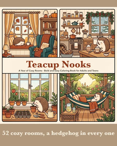 Teacup Nooks printable coloring book