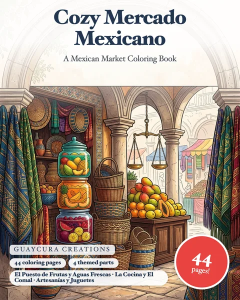 Cozy Mercado Mexicano printable coloring book