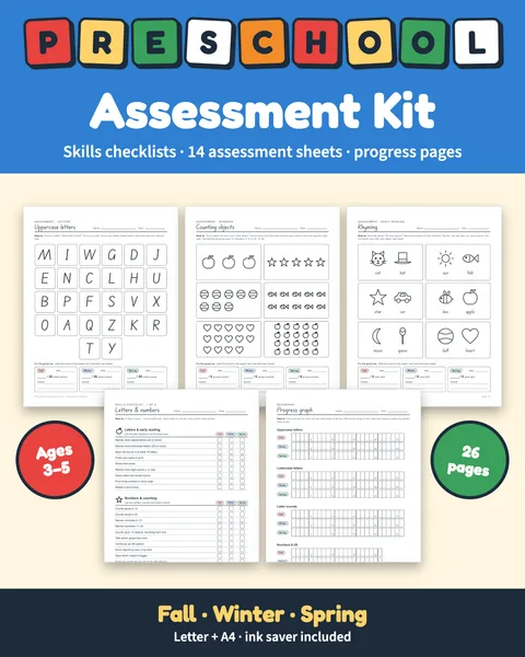 Preschool Assessment Kit printable learning pack