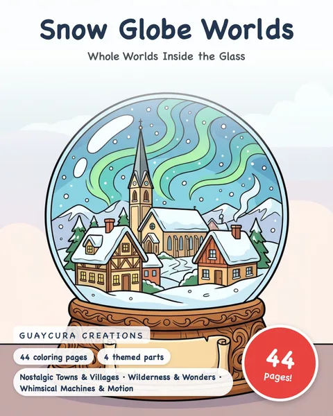 Snow Globe Worlds printable coloring book