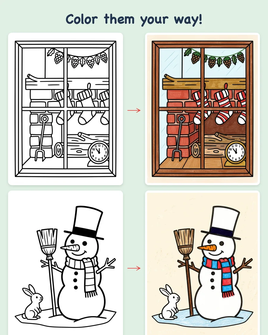 Advent Coloring Countdown — colored examples