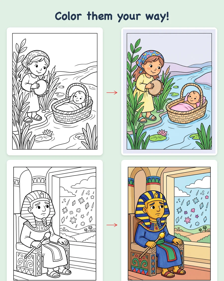 Moses and the Exodus — colored examples