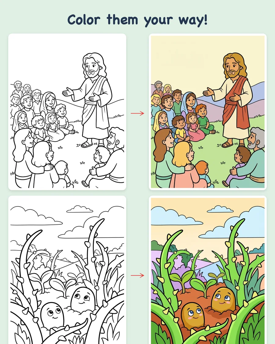 The Parables and Teachings of Jesus — colored examples