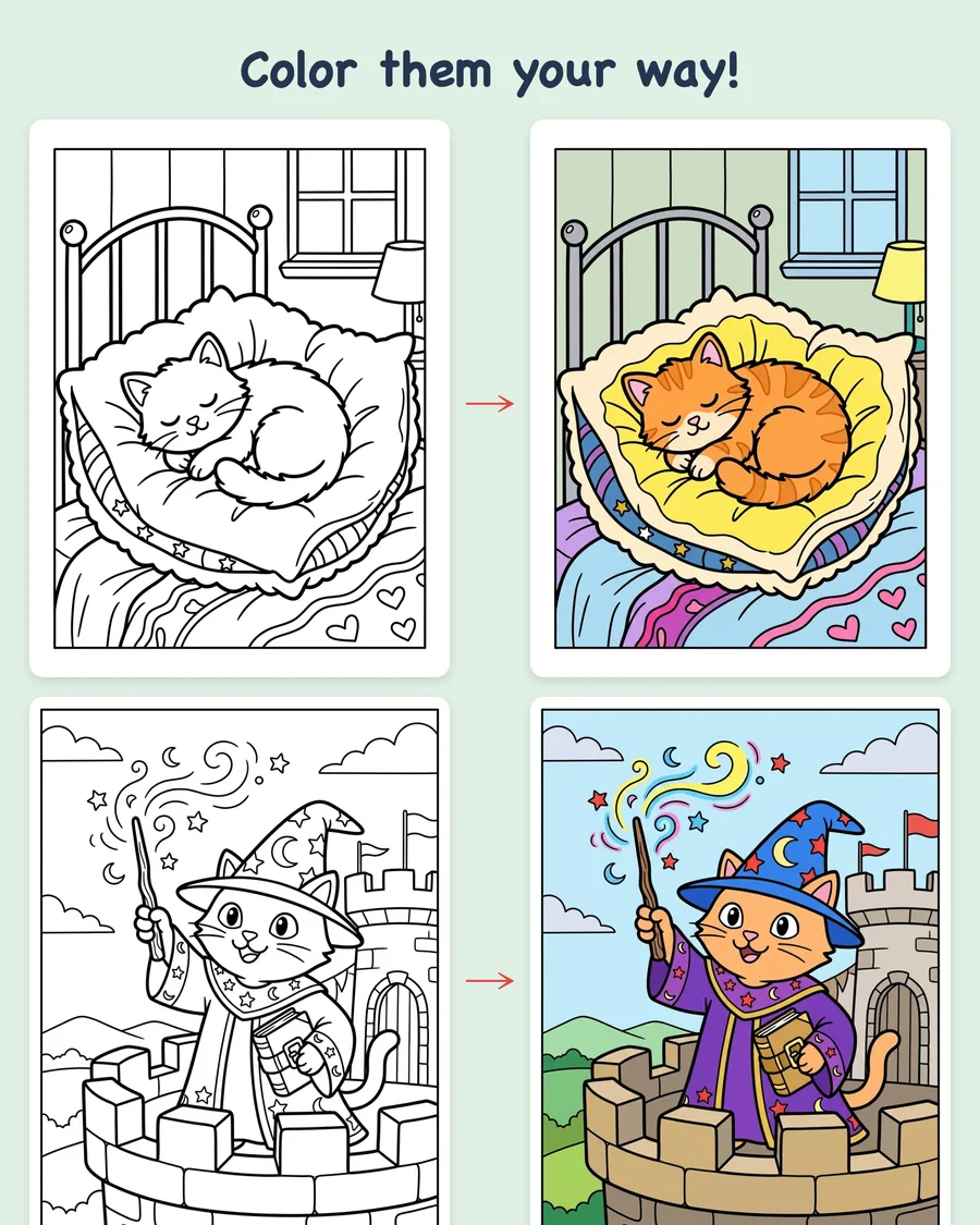 Kitty Adventures — colored examples