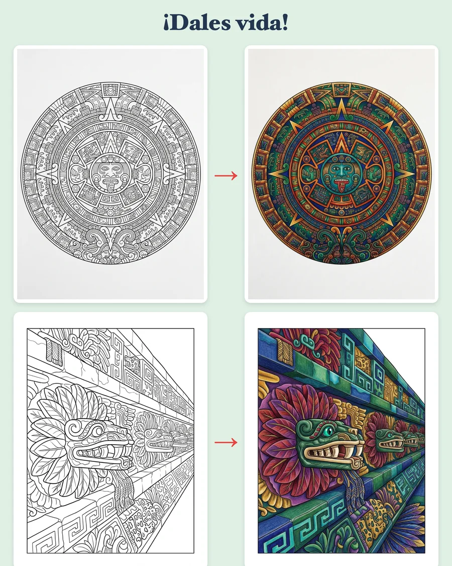 Raíces de Mesoamérica — colored examples
