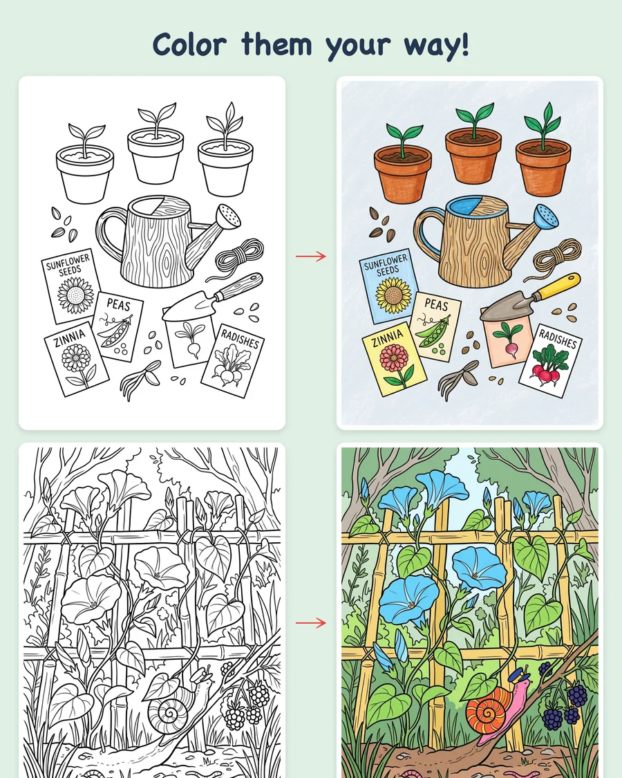 Frog Cottage Through the Seasons — colored examples