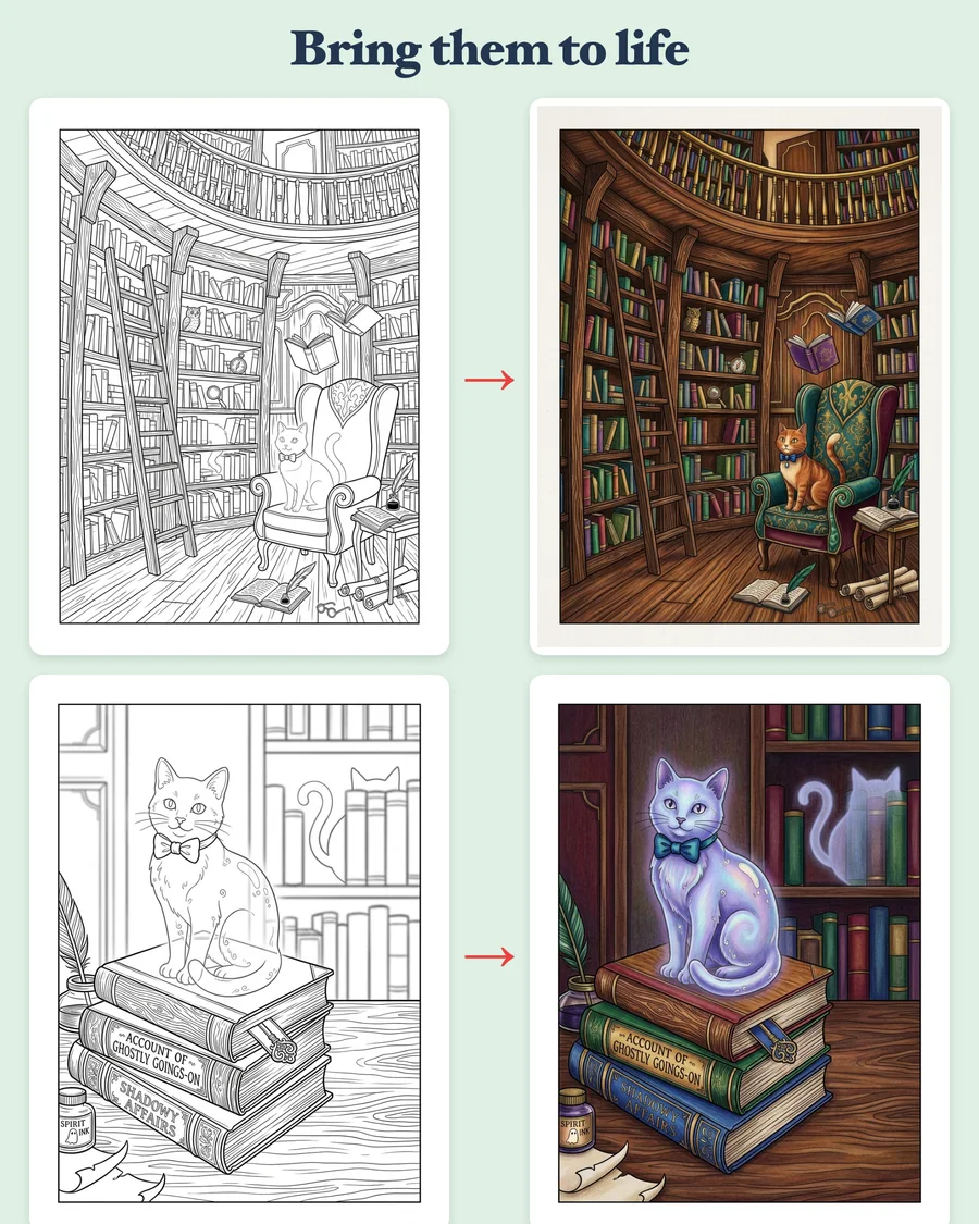 Haunted Bookshop Mysteries — colored examples