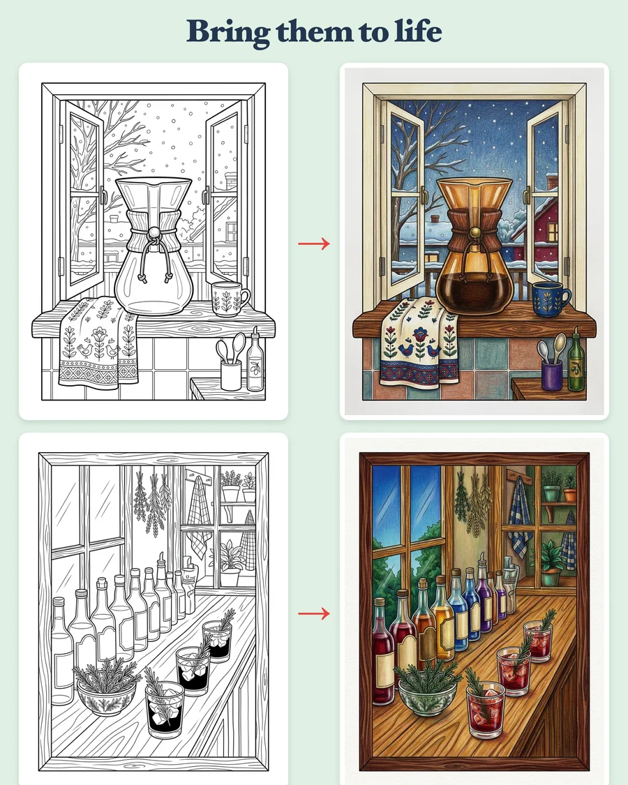 Home Café for the Holidays — colored examples