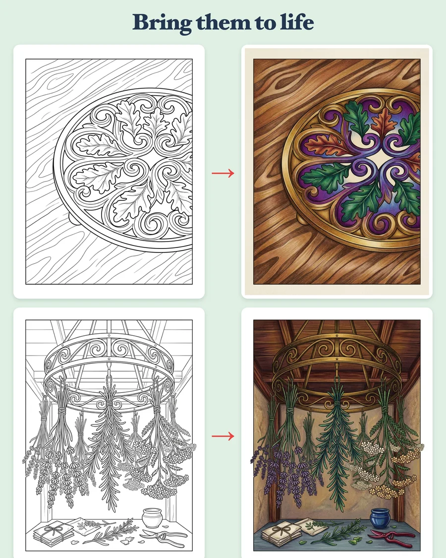 Kitchen Witch's Harvest Pantry — colored examples