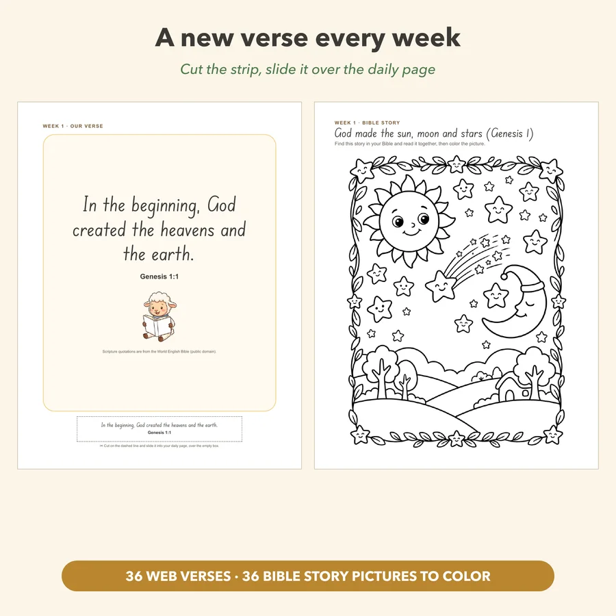 Christian Morning Menu, 36 Weeks, Two Levels | Morning Basket with Bible Verses, Prayers, Songs | Homeschool Printable PDF — etsy 03 strips