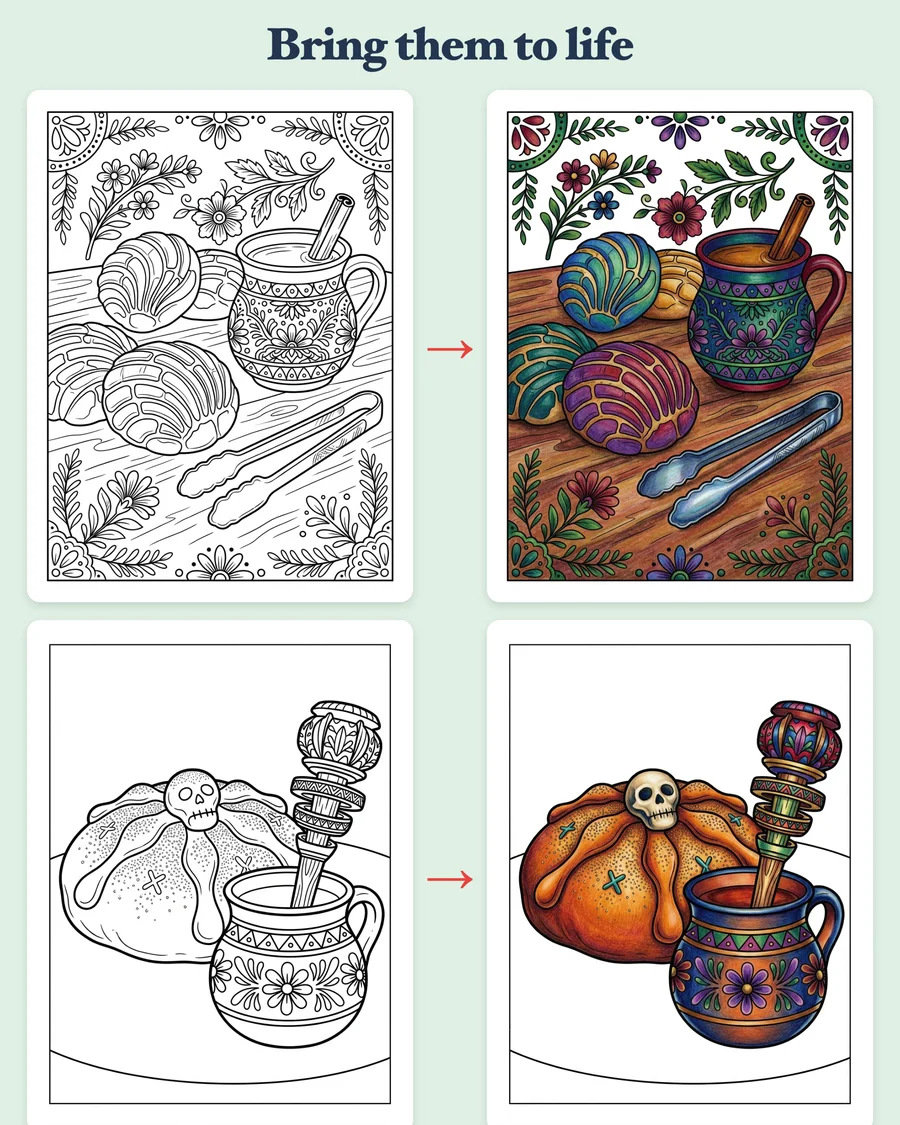 Pan Dulce & Cafecito — colored examples