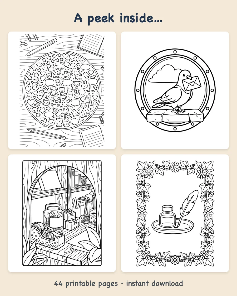 Pen Pal Club: Color, Write & Mail — preview grid