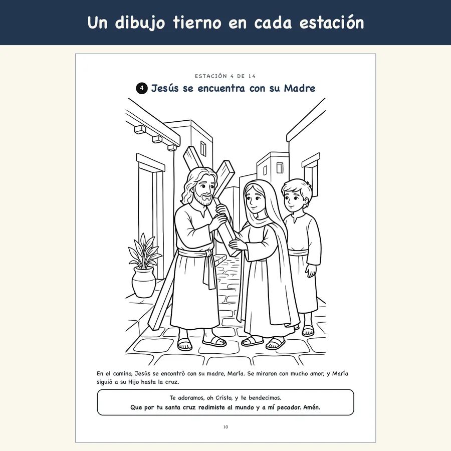 The Stations of the Cross for Kids (Spanish edition) — etsy 03 meets his mother