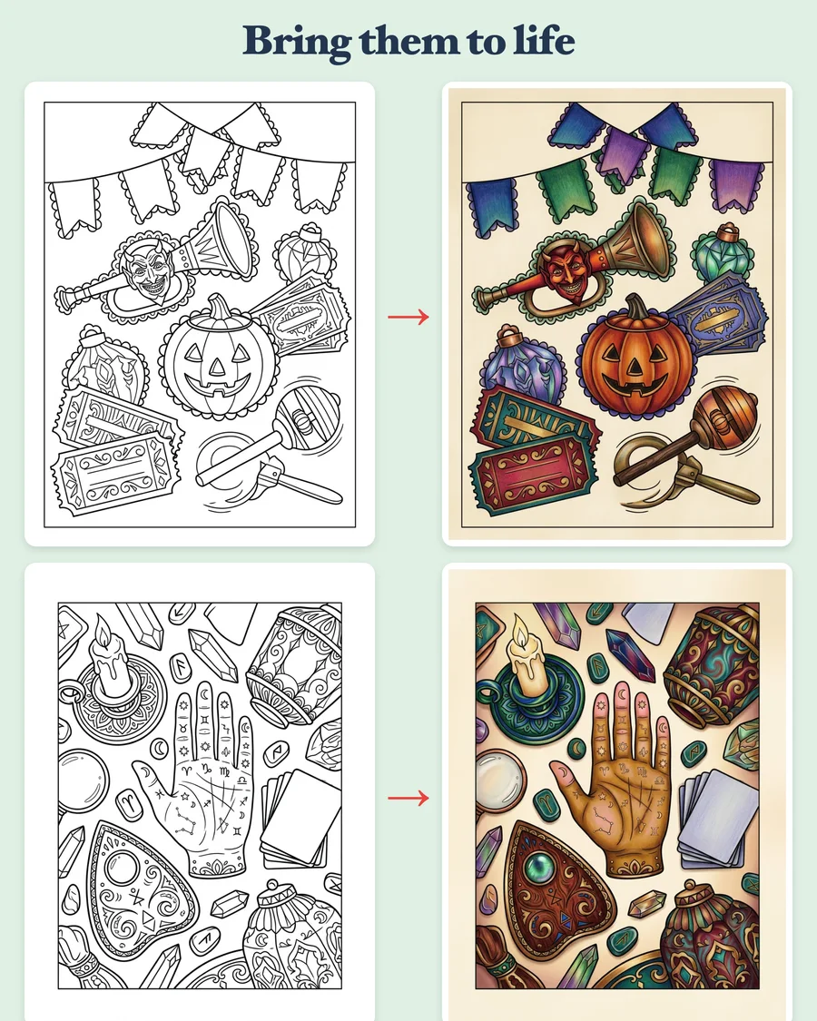 Vintage Halloween Carnival — colored examples